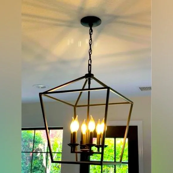 6-Bulb Lantern Chandelier Lightbulbs included - Picture 2 of 3